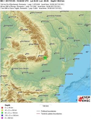 Cutremur de 3,9 pe Scara Richter în nordul Bulgariei, la 5 ore după un seism de 3.1 în România