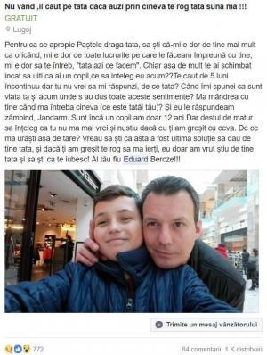 Mesajul emoţionant de Paşte al unui copil din Lugoj părăsit de propriul tată: 'Să ştii că mi-e dor de tine mai mult ca oricând'