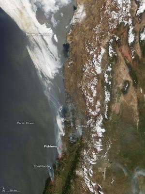 NASA ne oferă IMAGINILE ZILEI! Incendiile fără precedent din Chile, surprinse de sateliții agenției americane (VIDEO)