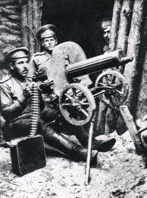 Ucrainenii trag în disperare cu tot ce au. Au folosit o mitralieră Maxim din Primul Război Mondial montată pe un vehicul
