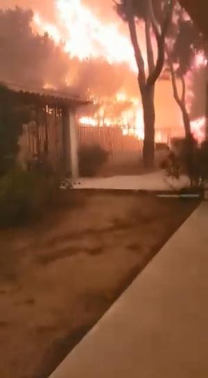 Focul din Grecia, filmat de un localnic înconjurat de flăcări. Supravieţuirea, aproape imposibilă (Video)