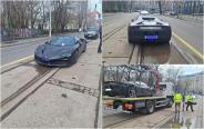 Și-a parcat Ferrariul pe linia de tramvai în Capitală. Cât trebuie să plătească bucureșteanul pentru tupeu