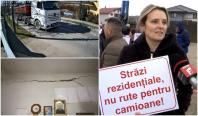 Casele unui cartier clujean, distruse de şoferii de TIR care folosesc un drum interzis