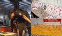 Țigări ascunse în cutii de dulciuri și pungi cu tăiței. Cum sunt prinși contrabandiștii pe Aeroportul Otopeni
