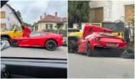 Un şofer băut a intrat cu Ferrari-ul în patru mașini parcate, în Sibiu. A avariat și o țeavă de gaz