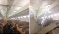 Momentul în care pneul de la un avion explodează după decolare. Clipe de panică pentru pasageri
