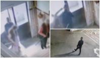 Momentul în care două bătrâne sunt tălhărite de un bărbat în Bucuresti. Individul le-a atacat în scara de bloc