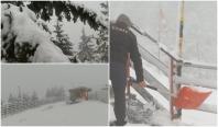 Locul din România unde iarna și-a intrat în drepturi. Stratul de zăpadă a ajuns la 10 centimetri
