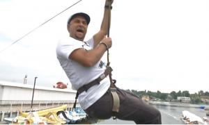 Cosmin Seleși s-a dat cu tiroliana pentru prima dată