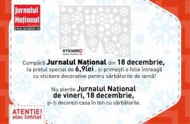 Pe 18 decembrie, Jurnalul Naţional îţi aduce stickere decorative. Atenție, stoc limitat