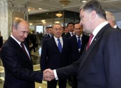 Moment istoric! Vladimir Putin a dat mâna cu Petro Poroşenko, la summitul de la Minsk