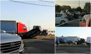 ACCIDENT ÎNFIORĂTOR pe autostrada Soarelui, în urmă cu puţin timp! Două maşini s-au ciocnit la ieşirea din Bucureşti. IMAGINI TERIBILE