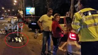 Imagini TERIFIANTE la Piatra-Neamț. Căluț cu pieptul sângerând, torturat să tragă în continuare, după ce căruţaşul beat l-a lovit de două maşini (VIDEO)