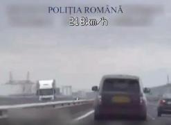 Imagini de infarct pe autostrada A1. Şofer de 19 ani la un pas de tragedie, după ce a "zburat" cu peste 200 de km/h (VIDEO)