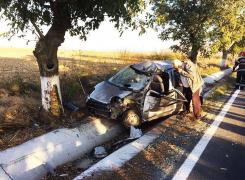 Impact VIOLENT între un Matiz şi un copac în Tulcea! O femeie a fost salvată de trei pompieri aflaţi în timpul liber!