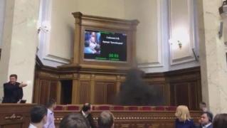 RĂZBOI în Parlament! O grenadă fumigenă a explodat în legislativul ucrainean, mai mulţi parlamentari s-au luat la bătaie (VIDEO)