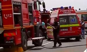 Accident TERIBIL pe DN13, la Braşov! Un autocar cu 34 de călători s-a ciocnit violent cu un autoturism! Sunt doi morţi, mai multe echipaje SMURD au intervenit