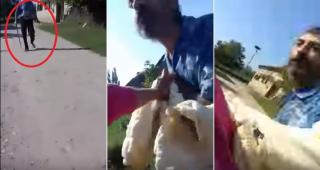 Imagini HALUCINANTE în Caraș Severin. Un bărbat iese cu o bâtă în stradă și începe să lovească fără milă o mamă cu copilul de mână (VIDEO)