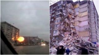 VIDEO ŞOCANT! Un şofer surprinde momentul în care un bloc cu 9 etaje se prăbuşeşte parţial. Şase oameni, între care doi copii, au sfârşit sub dărâmături