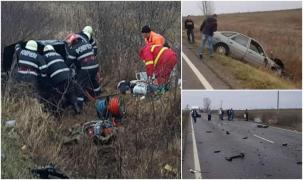 Două maşini s-au făcut praf pe DN 79, în Bihor. O persoană a murit, alte trei sunt în stare critică, după un impact puternic (VIDEO)