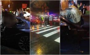 Accidentul din Galaţi, la câteva secunde după impactul devastator! Doi tineri au murit pe loc, alţi doi sunt în stare critică după ce au intrat cu BMW-ul într-un stâlp (Video)