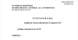 S T E N O G R A M A şedinţei de Guvern din data de 31 ianuarie 2017