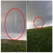 TORNADĂ la Murani, în județul Timiș. Imagini incredibile surprinse în timpul furtunii de ieri, în apropierea orașului