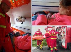 Grăbită să vină pe lume, o fetiţă s-a născut în ambulanţa SMURD! Pompierii i-au tăiat micuţei cordonul ombilical. IMAGINI EMOŢIONANTE