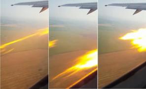 AVEM IMAGINILE! Incident aviatic MAJOR deasupra Bucureştiului. Iată momentul când un motor al aeronavei IA FOC ÎN ZBOR! ATERIZARE de URGENŢĂ a unui avion Blue Air pe Otopeni!