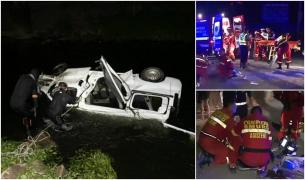 TRAGEDIE la ieşirea din Capitală! Sunt TREI MORŢI, între care un copil, şi ŞASE RĂNIŢI, după ce un microbuz a căzut în Dâmboviţa