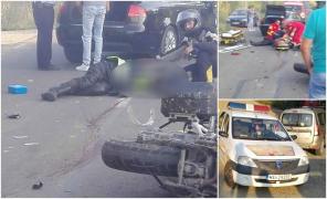 IMPACT DEVASTATOR! Un tânăr vitezoman a SPULBERAT cu maşina un motociclist, la Ocna Şugatag. Bărbatul A MURIT PE LOC