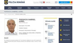 Puiu Popoviciu apare pe prima poziţie la "PERSOANE URMĂRITE" pe site-ul Poliţiei Române