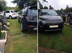 Nesimţire fără limite! Şoferul unui Range Rover şi-a parcat bolidul pe... morminte - GALERIE FOTO
