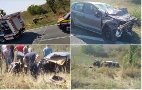 ACCIDENT TERIBIL cu trei maşini, la ieşirea din TImişoara! Un MORT şi mai mulţi RĂNIŢI, după un impact devastator. Una dintre maşini s-a rupt în două! (VIDEO)