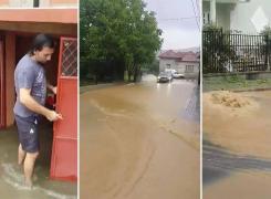 O ploaie torenţială a făcut PRĂPĂD pe străzile unui oraş după ce canalizările au refulat - VIDEO