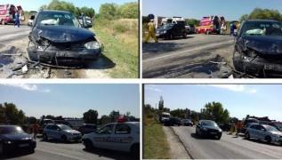 Grav accident cu trei mașini, în Gorj. Șeful Poliției din Târgu Jiu și o colegă polițistă, printre victime