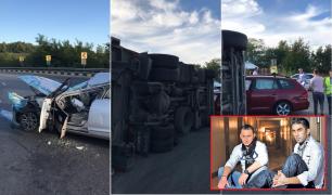 Detalii despre starea membrilor DJ PROJECT, după ce un TIR s-a răsturnat peste mașina lor. Gino Manzotti, DJ Maxx şi Mira, internați DE URGENȚĂ la spitalul din Râmnicu Vâlcea