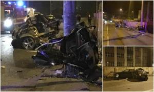 Accident mortal înfiorător lângă Clujana! Un BMW s-a rupt în două, după ce s-a izbit de un stâlp. "Organe umane erau împrăștiate peste tot!" (Video)