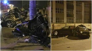Autorul accidentului mortal de la Clujana a fost reţinut. Şoferul, rupt de beat, a intrat cu BMW-ul într-un stâlp, cu peste 200 km/h (Video)