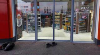 O bătrână s-a descălţat la intrarea într-un magazin de teamă să nu facă mizerie (Foto)