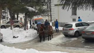 Ambulanţă trasă de cai, în curtea Spitalului de Psihiatrie Socola: Diii, măă! (Video)