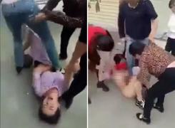 O tânără însărcinată a fost călcată pe burtă și dezbrăcată de soția bărbatului cu care avea o aventură (Video)