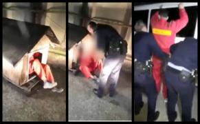 Bărbat prins noaptea în cuşca unui câine, la Tg. Jiu. Poliţia l-a scos cu forţa (video)