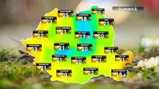 Prognoza meteo pentru duminică, 14 octombrie 2018