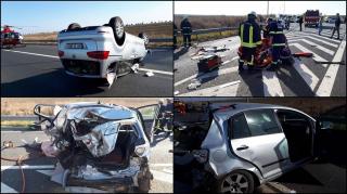 Un mort şi trei răniţi, după un accident cumplit lângă vamă, pe Autostrada Arad-Nădlac