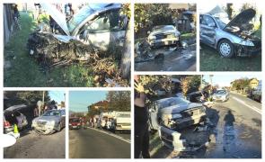 Şoferiţă adoarme la volan, provoacă un accident groaznic la Suceava. O femeie a murit pe loc, 6 victime, 3 maşini implicate