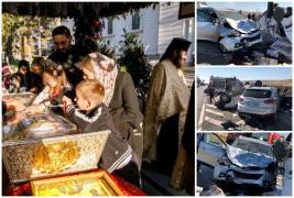 Familie cu doi copii care se întorcea de la moaștele Sfintei Parascheva, salvată ca prin minune dintr-un cumplit accident