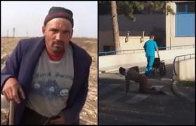 El e bărbatul filmat târându-se în genunchi, după externarea din spitalul din Călărași. Petre, văduv cu trei copii, păzește caprele pe câmp