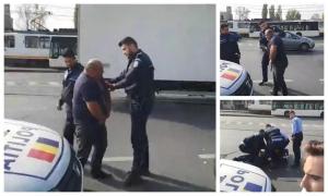 Scandal în traficul bucureştean. Un şofer a vrut să-şi dea pantalonii jos în faţa poliţiştilor (Video)