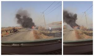 Video dramatic de la tragedia din Mureş. Maşină în flăcări, 8 victime, pericol de explozie
